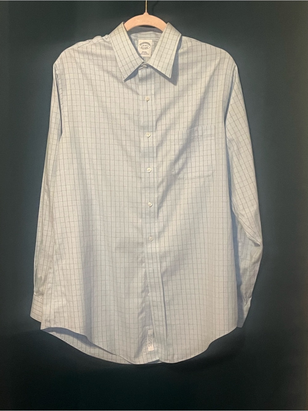 Brooks Brothers Light Blue Windowpane Check Dress Shirt